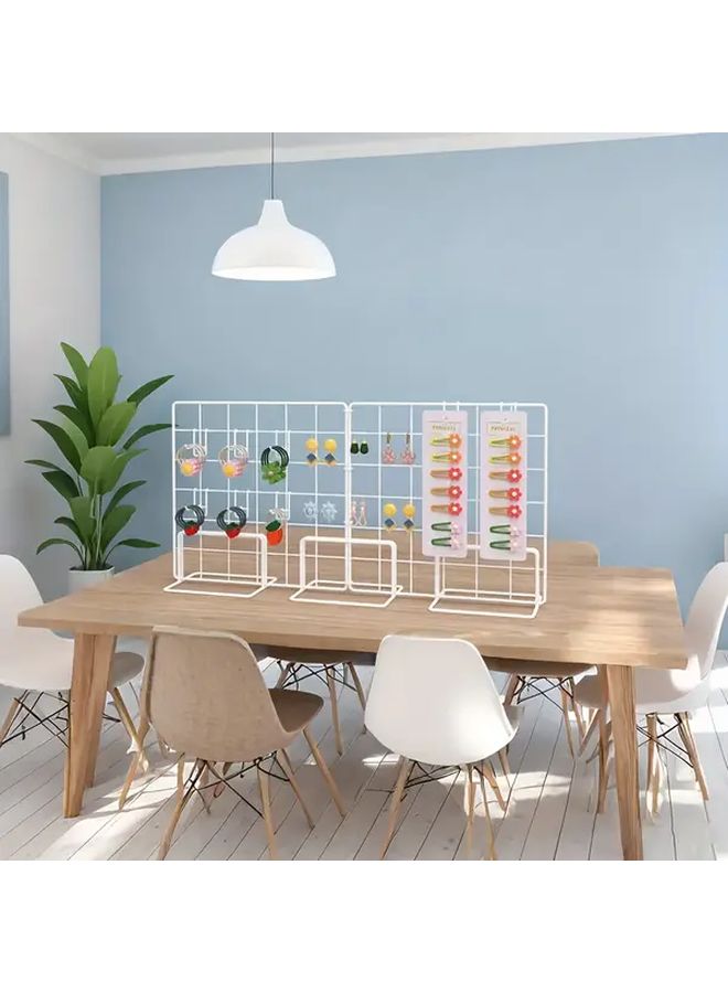 White Base Wire Mesh Photo Display Stand Adjustable Height For Home Cafe Office - Image 2