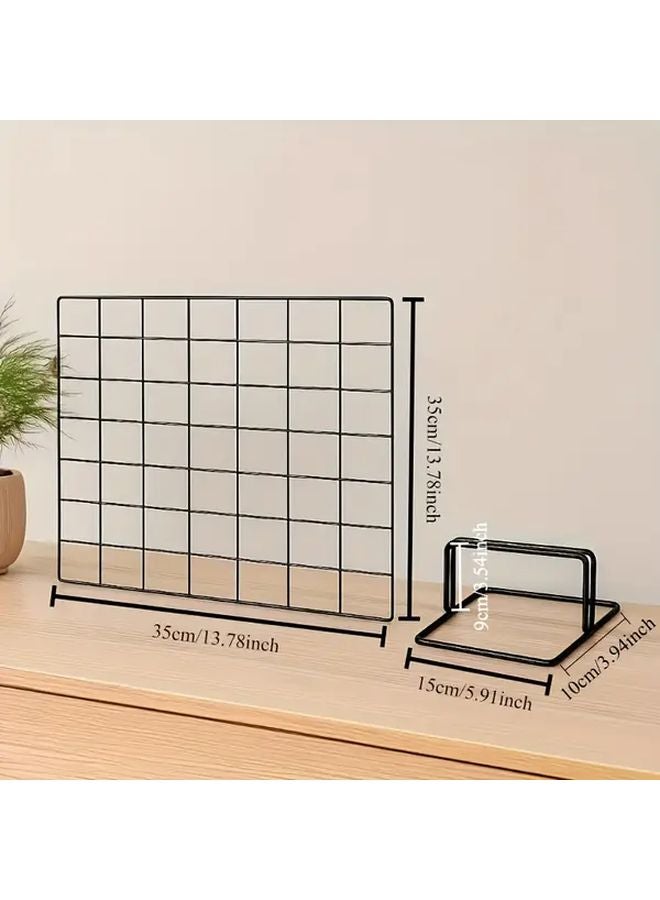 White Base Wire Mesh Photo Display Stand Adjustable Height For Home Cafe Office - Image 5