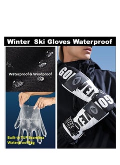 SYOSI Ski Gloves, Winter Warm Snow Gloves, Winter Ski Mittens Men & Women Glove Liners, Adult Snow Mitts for Cold Weather - Waterproof Winter Ski Gloves Snowboarding, Skiing, Waterproof Touch Screen  - Image 2