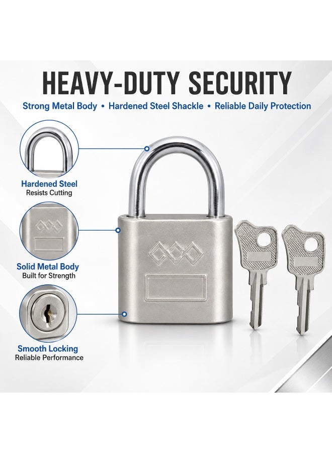 Lukadah 30mm Heavy Duty Stainless Steel Padlock with 2 Keys, Anti Rust Metal Security Lock for Gates, Doors, Cabinets, Lockers, Tool Boxes, Storage Units, Sheds, Luggage and Indoor Outdoor Security - Image 2