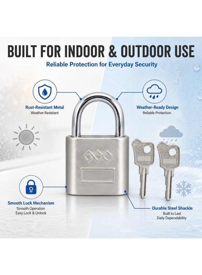 Lukadah 30mm Heavy Duty Stainless Steel Padlock with 2 Keys, Anti Rust Metal Security Lock for Gates, Doors, Cabinets, Lockers, Tool Boxes, Storage Units, Sheds, Luggage and Indoor Outdoor Security - Image 3