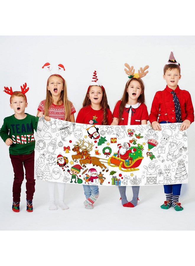 Zhanmai Zhanmai 3 Pcs Giant Jumbo Coloring Poster with Crayon Large Coloring Tablecloth Art Party Paper Banner Jumbo Wall Decoration for Adults(Santa) - Image 4