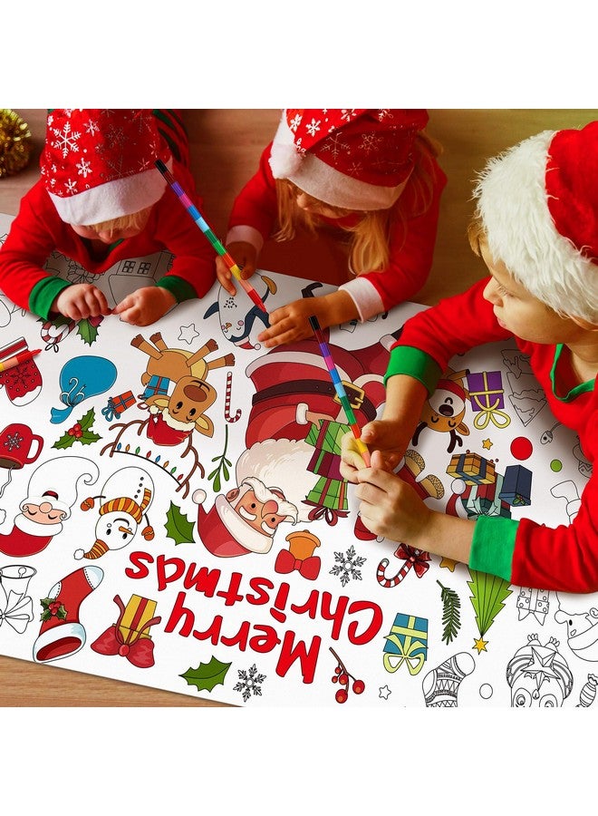 Zhanmai Zhanmai 3 Pcs Giant Jumbo Coloring Poster with Crayon Large Coloring Tablecloth Art Party Paper Banner Jumbo Wall Decoration for Adults(Santa) - Image 2