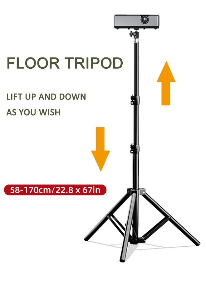 (22.8-67inch)Projector Tripod Stand djustable height, Projector Floor Tripod  Adjustable Height Telescopic Portable Tripod Rotatable Projector Stand Includes Bracket + Metal Ptz for Home/Stage/Studi - Image 3