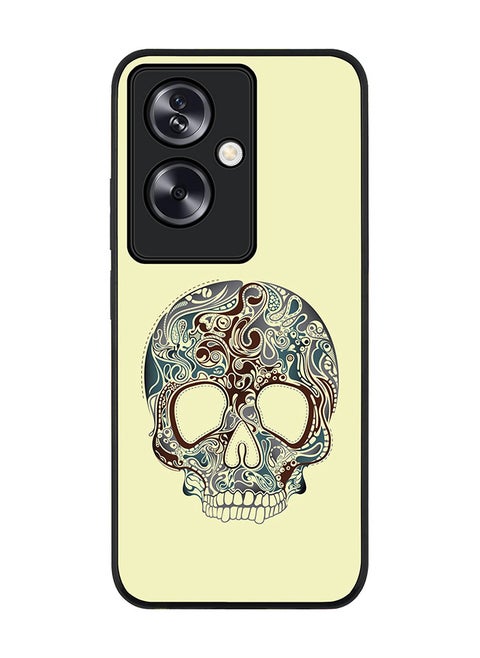 Rugged Black Edge Case for Oppo A79 5G, Slim fit Soft Case Flexible Rubber Edges Anti Drop TPU Gel Thin Cover - Skully Tattoo