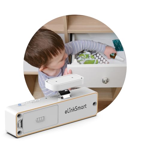 Elinksmart Cabinet Lock NFC RFID Card eLinkSmart Slim Hidden Drawer Lock for Child Safety Cupboard Door Liquor File Kitchen Pantry Furniture DoubleLayer Drawer No Drilling Required White - Image 1