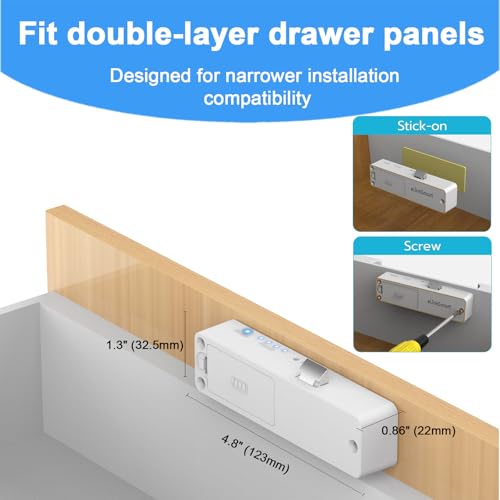 Elinksmart Cabinet Lock NFC RFID Card eLinkSmart Slim Hidden Drawer Lock for Child Safety Cupboard Door Liquor File Kitchen Pantry Furniture DoubleLayer Drawer No Drilling Required White - Image 3