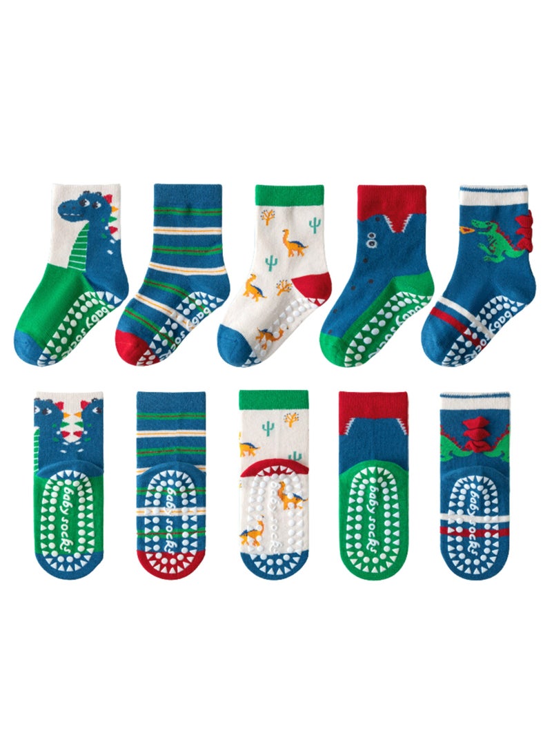 Pack of 5 Cotton Anti Flip Silicon Socks for Kids - Image 1