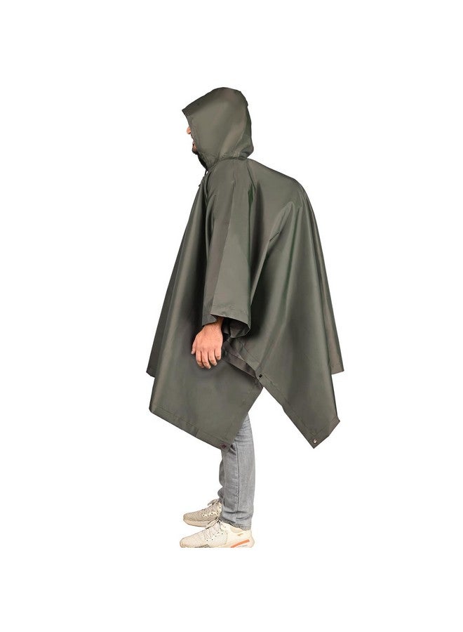 HACER Poncho Raincoat Waterproof Rainwear Adult Lightweight Hooded Unisex Cape for Hiking Camping Emergency- Khaki - Image 1