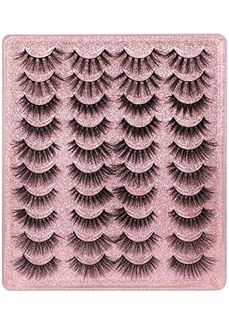 Excefore 20 Pairs False Eyelashes 3D Faux Mink Lashes Natural Look Wispy Fake Eyelashes 16-20MM Fluffy Volume Long Thick Lashes Pack - Image 1