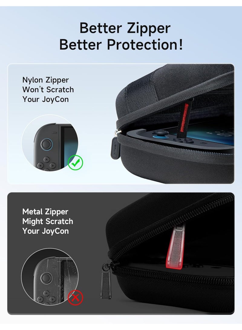 جيسوس JSAUX Large Capacity Carrying Case for Nintendo Switch 2, Hard Shell Travel Case with 20 Game Card Slots, Storage Bag for Switch 2 and Accessories | Portable & Durable Protective Shell – Black - Image 3