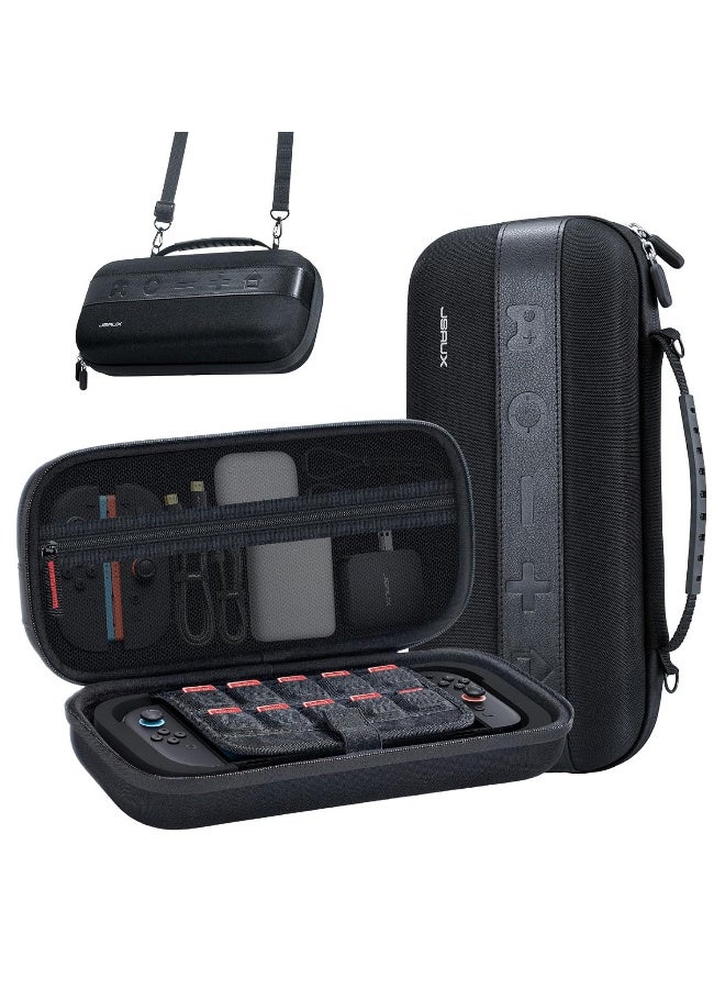 جيسوس JSAUX Large Capacity Carrying Case for Nintendo Switch 2, Hard Shell Travel Case with 20 Game Card Slots, Storage Bag for Switch 2 and Accessories | Portable & Durable Protective Shell – Black - Image 1