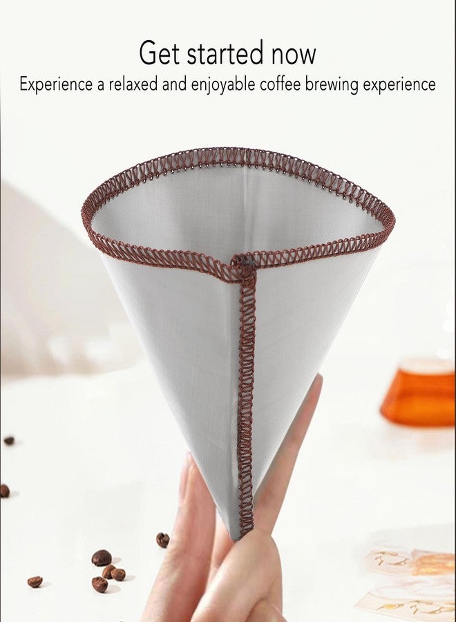 Akozon For 304 Stainless Steel Reusable Coffee Filter Cone Shape Fine Filtering Paperless Mesh Coffee Filter(L for 3 to 4 Cups) - Image 5