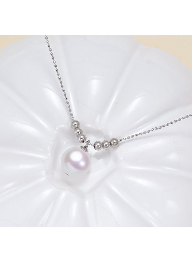 pincai Silver 925】strong Light Near-round Freshwater Pearl Necklace New Style Light Luxury Versatile High-end Sense Neckwear Collarbone Chain - Image 2