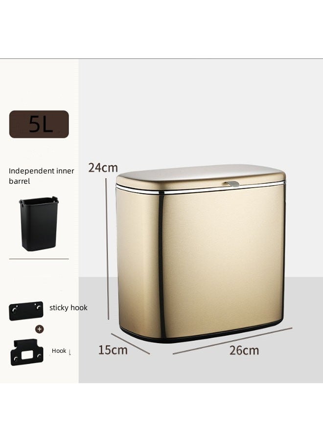 JCB CHIC Kitchen Compost Bin Hanging Trash Can With Lid 5L Stainl Steel Garbage Can For Kitchen Cabinet Door Mounted Trash Can(G2025-5L-gold) - Image 2