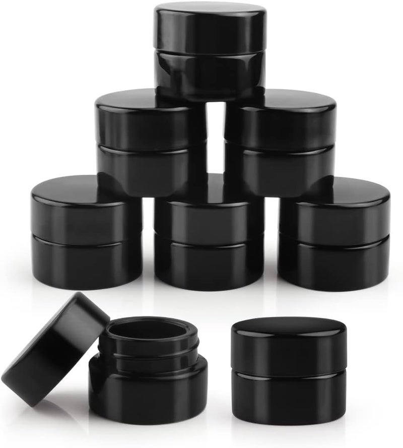 Wresty 8 Pcs UV Protection Black Glass Jar 5g Cosmetic Cream Jar Travel Makeup Sample Jar Refillable Pot Jar Containers For Cream Lotion