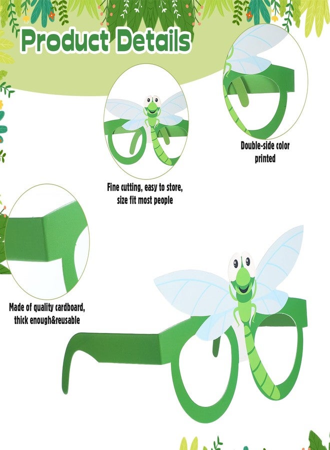 Harrycle 32 Pcs Spring Insect Party Favors Summer Bugs Paper Glasses Frame Insect Photo Booth Props Eyeglasses for Spring Bugs Birthday Decorations Supplies - Image 3