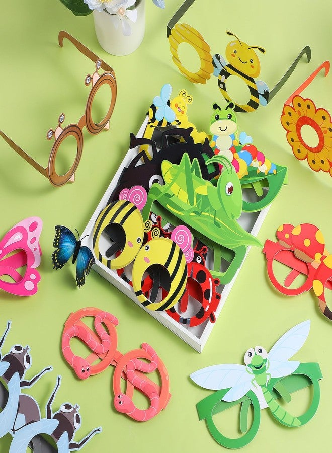 Harrycle 32 Pcs Spring Insect Party Favors Summer Bugs Paper Glasses Frame Insect Photo Booth Props Eyeglasses for Spring Bugs Birthday Decorations Supplies - Image 4