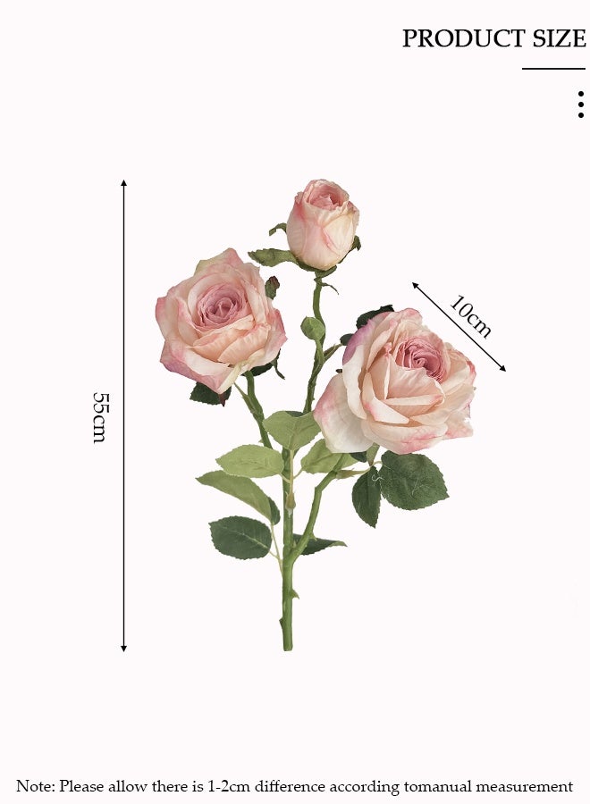 DUNISO 4 PCSRoses Artificial Flowers, Artificial Multicolored Roses Flower Stems,Light Pink and White Roses Fake Flower, Realistic Flower Arrangements, Bridal Wedding Bouquet, Decorative Faux Floral for Home Party Office Hotel Table Kitchen Decor - Image 2