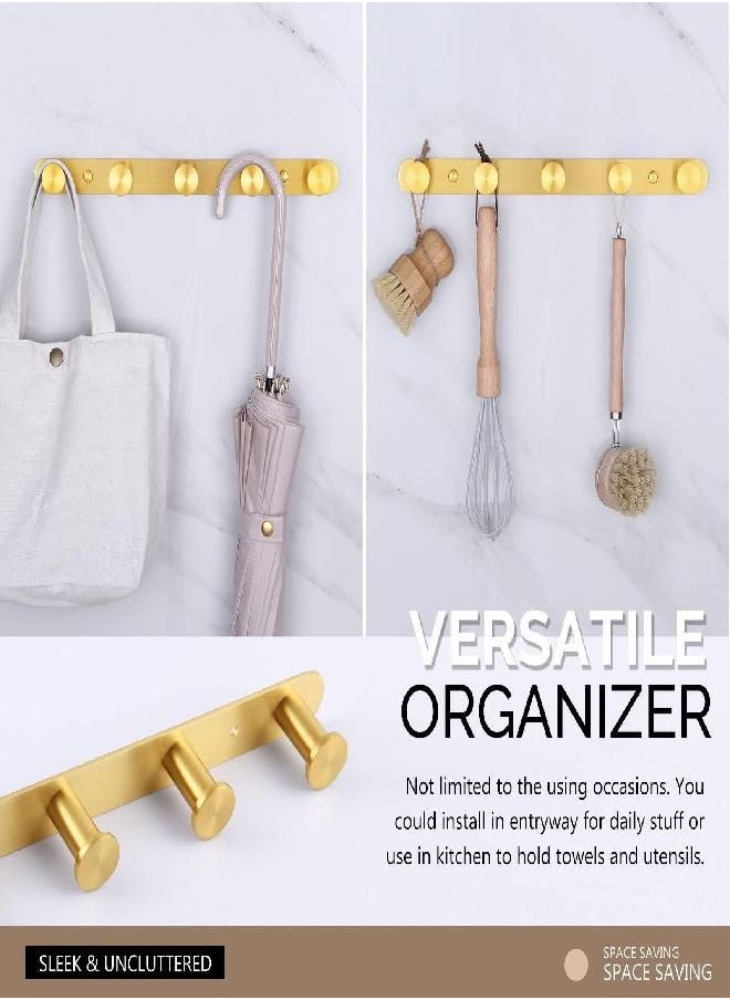 Angle Simple Angle Simple Towel Hook Rack Brushed Gold, SUS304 Stainless Steel Bathroom Hook Rail 5 Hooks, Utility Kitchen Towel Holder, Wall Mount  - Image 3