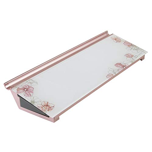 Quartet Glass Dry Erase White Board, Desktop Computer Pad for Notetaking, 18" x 6" Whiteboard, Clean Erase Surface with Storage, 1 Dry Erase Marker, Floral Pattern (GDP186P) - Image 1