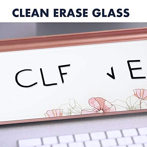 Quartet Glass Dry Erase White Board, Desktop Computer Pad for Notetaking, 18" x 6" Whiteboard, Clean Erase Surface with Storage, 1 Dry Erase Marker, Floral Pattern (GDP186P) - Image 4
