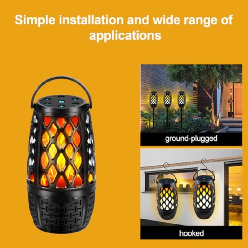 Outdoor Speakers, Colorful LED Flame Speaker Gift for Men, Bluetooth 5.3, Stereo Sound, Portable Wireless Speaker with Stake, Hook for Patio/Yard/Porch - Image 4