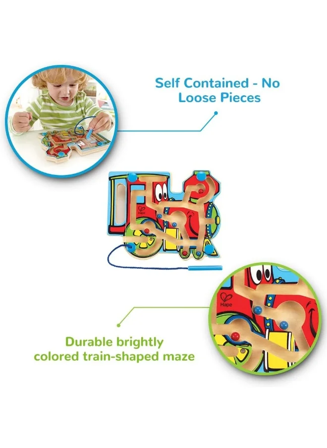 Hape Choo Choo Tracks Magnetic Train Maze, Wooden Maze Puzzle For Kdis, Magnetic Train Puzzle For Kids, Multicolor Toy, Ages 24 Months And Up