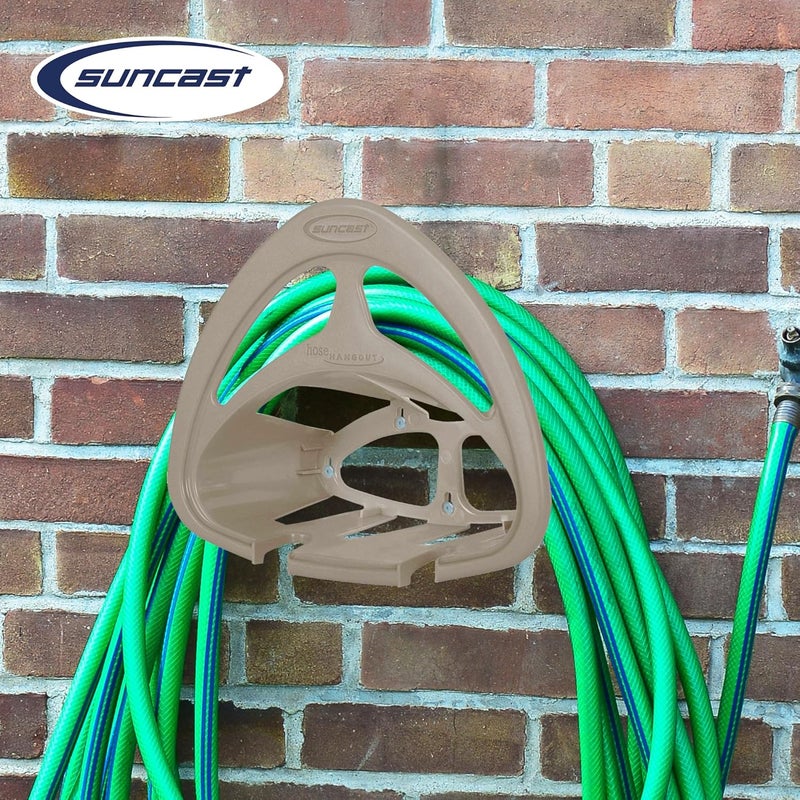 suncast Hangout HH150 Outdoor Wall Mounted Durable Resin Garden Hose Holder with Accessories Shelf, Designed for 150 Foot Garden Hoses, Taupe, 2 Pack - Image 4