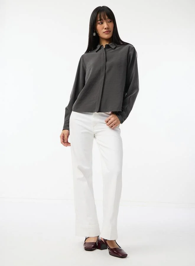 The Souled Store Charcoal Long Sleeve Regular Fit Shirt