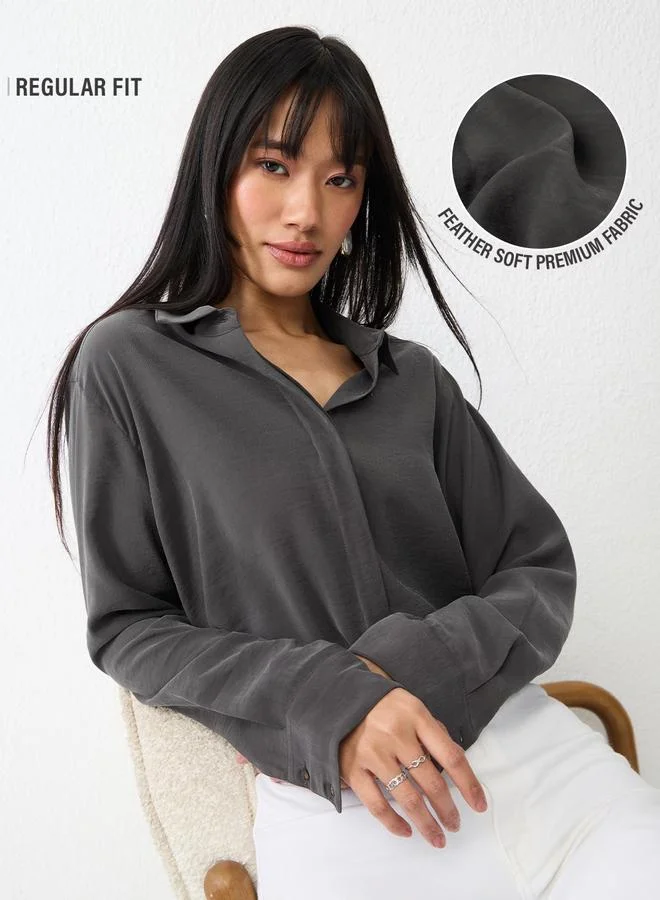 The Souled Store Charcoal Long Sleeve Regular Fit Shirt