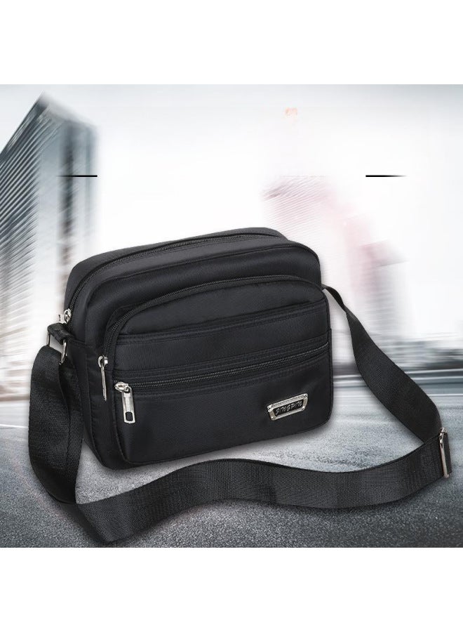 Business Bag Men's And Women's Nylon Wallet Canvas Charging Bag Cashier Shoulder Messenger Bag OxFord Cloth Bag Korean Style Shoulder Bag-Color:Vertical Multi-layer Blue  - Image 2