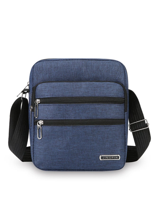 Business Bag Men's And Women's Nylon Wallet Canvas Charging Bag Cashier Shoulder Messenger Bag OxFord Cloth Bag Korean Style Shoulder Bag-Color:Vertical Multi-layer Blue  - Image 1