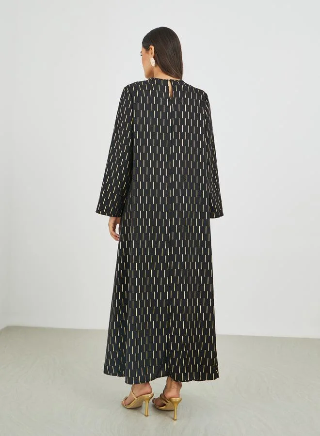 Amirah Amirah Embellished Foil Print A-Line Jalabiya