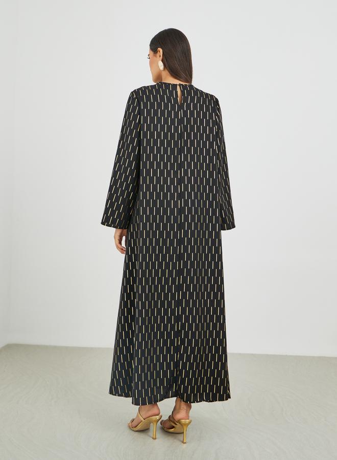 Amirah Embellished Foil Print A-Line Jalabiya - Image 5