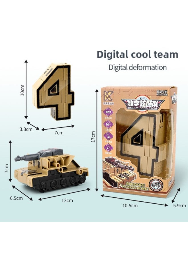 Case Home Digital Deformation Toy Children's Robot Digital 0-9 Assembled Fit Educational Package Boy Toy-Color:[4] Digital Large Tank  - Image 1