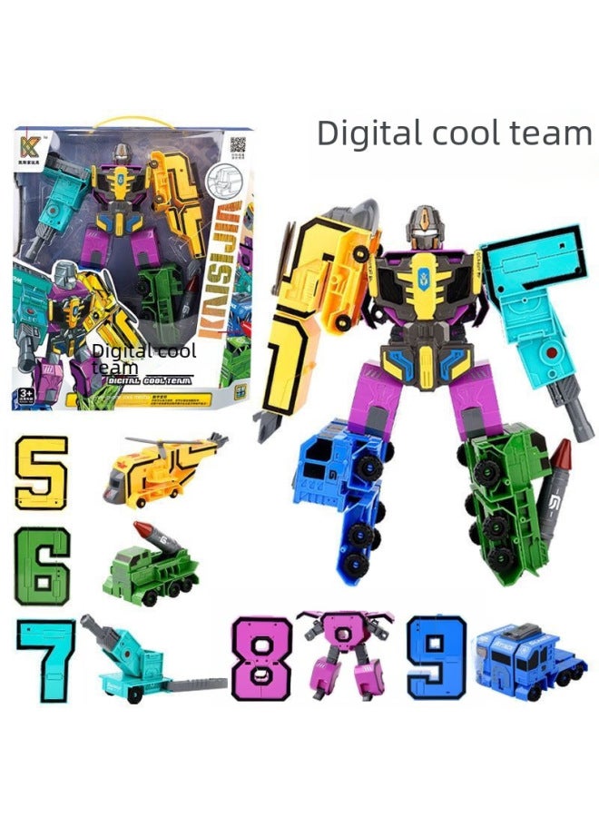 Case Home Digital Deformation Toy Children's Robot Digital 0-9 Assembled Fit Educational Package Boy Toy-Color:[4] Digital Large Tank  - Image 5