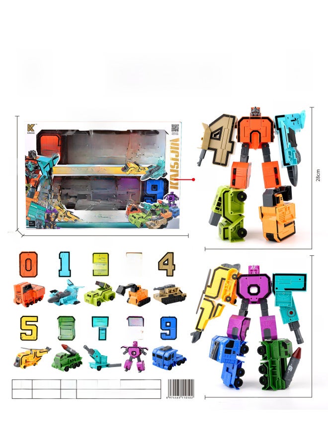 Case Home Digital Deformation Toy Children's Robot Digital 0-9 Assembled Fit Educational Package Boy Toy-Color:[4] Digital Large Tank  - Image 4
