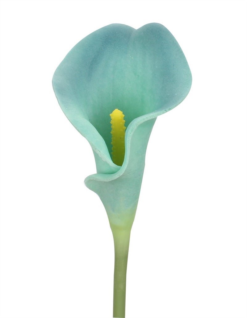 Duovlo 20pcs Calla Lily Bridal Wedding Bouquet Lataex Real Touch Artificial Flower Home Party Decor (Lake Blue) - Image 3