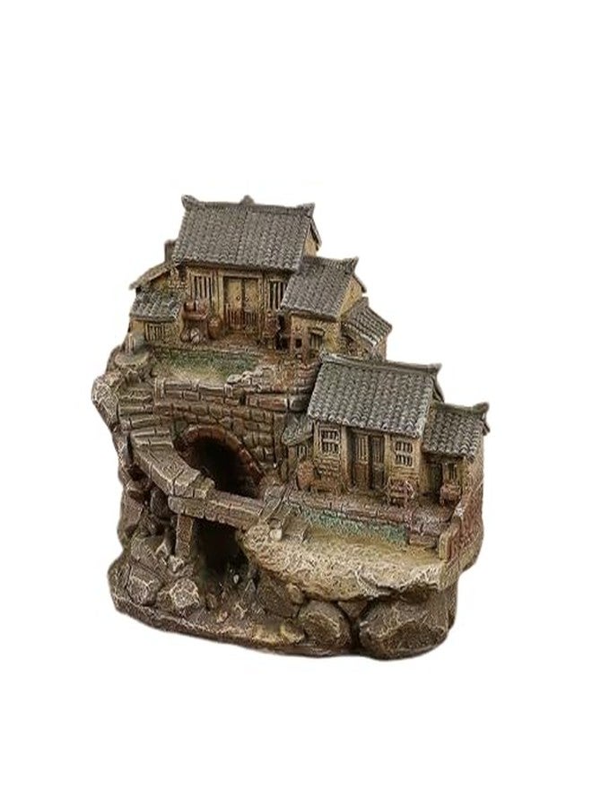 ROYAL FOUNTAIN Resin Ancient Village House Ornament, Multi-Level Architecture, 15.8 x 11 x 11.4 cm, 0.46 kg, Asian Theme Decor - Image 2