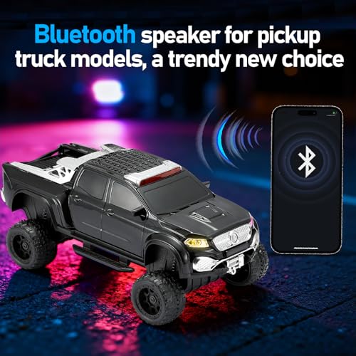 WSTER WS-X65 Pickup Truck Replica Bluetooth Speaker – HD Sound, FM Radio, TWS Stereo, LED Party Lights, USB/TF Playback, Built-in Mic – Cool Portable Car Design Speaker for Outdoors & Home (Black) - Image 4