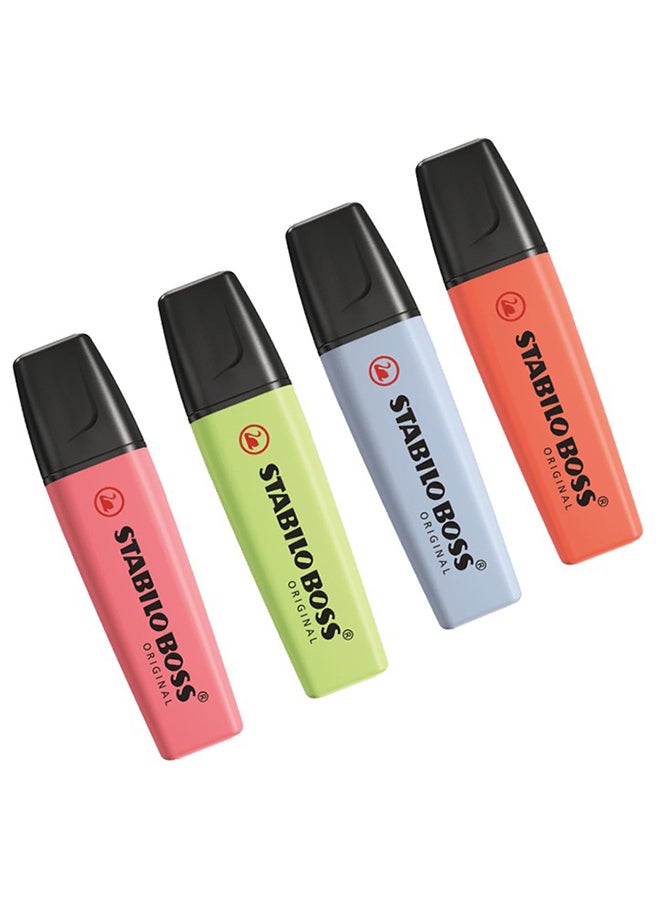 STABILO Highlighter Pen - Boss Original Pastel Wallet of 4 Assorted Colours, Coral Red, Cherry Blossom Pink, Cloud Blue, Lime - Image 2