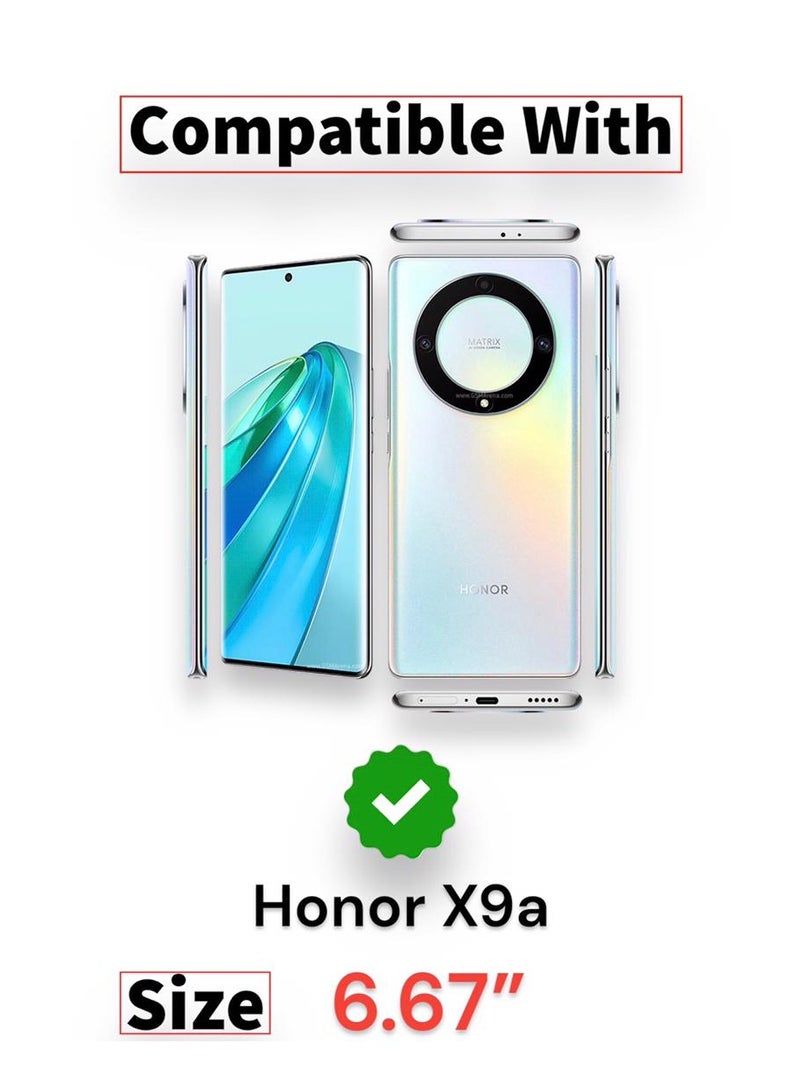 For Honor X9A Flip Leather Wallet Card Slot Kickstand Case,Strap Magnetic Closure, Included Internal Tpu Silicone Case,High Protective Compatible with Honor X9A (6.67’') (Black)  - Image 4