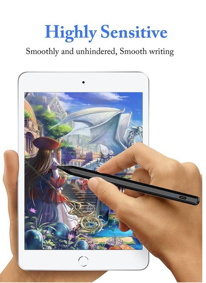 Generic - Universal Stylus Pen for Apple & Android Devices, Compatible with iPhones, iPads, Samsung, Huawei, Xiaomi, and More, Precision Writing, No Bluetooth or App Required, with 1 Pen Tip + Charging Cable + Manual – Black - Image 1