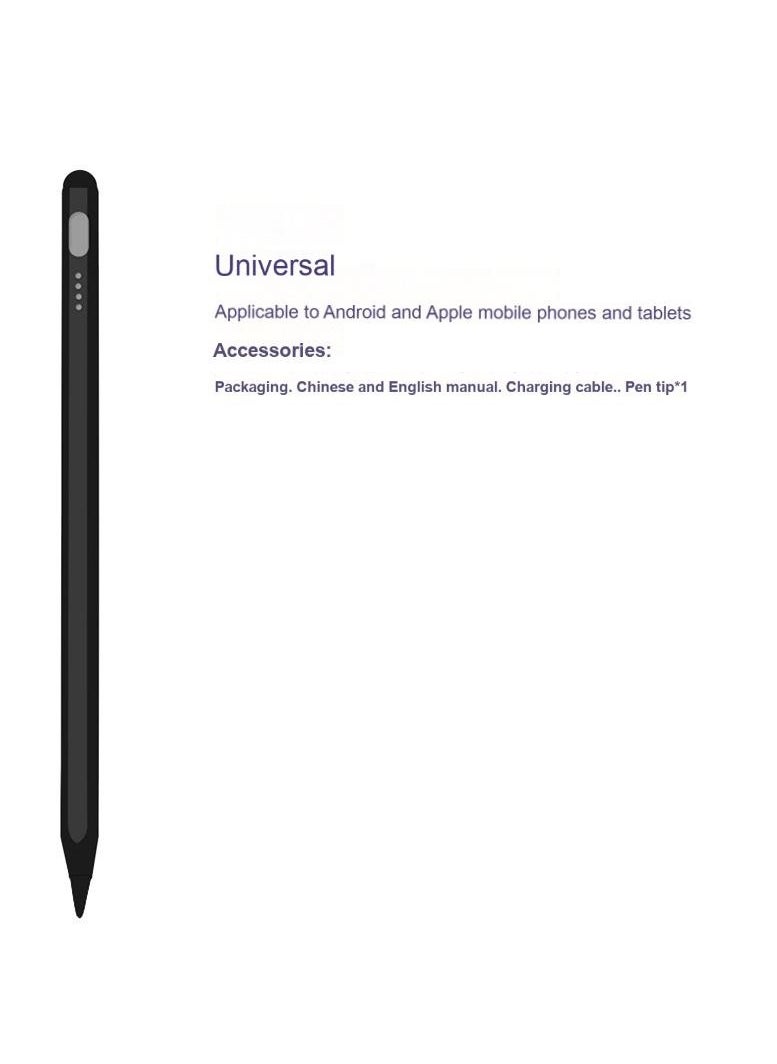 Generic - Universal Stylus Pen for Apple & Android Devices, Compatible with iPhones, iPads, Samsung, Huawei, Xiaomi, and More, Precision Writing, No Bluetooth or App Required, with 1 Pen Tip + Charging Cable + Manual – Black - Image 1