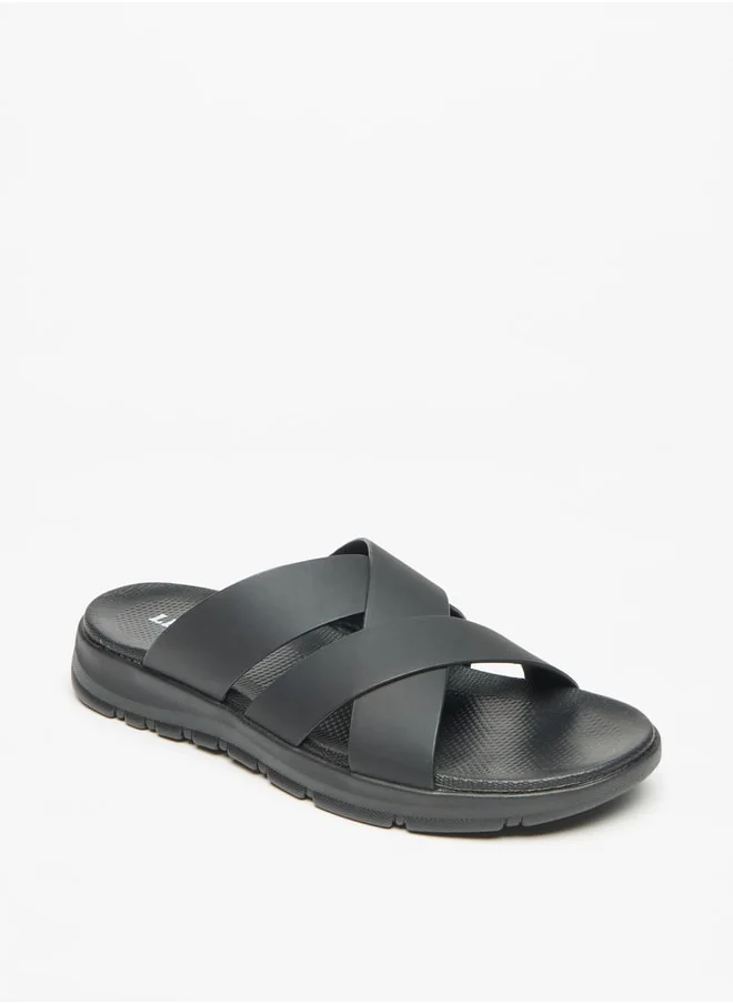 LBL Men's Solid Slip-On Cross Strap Sandals