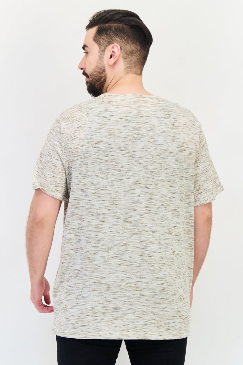 Celio Men Crew Neck Short Sleeve Solid T Shirt, Beige - Image 3