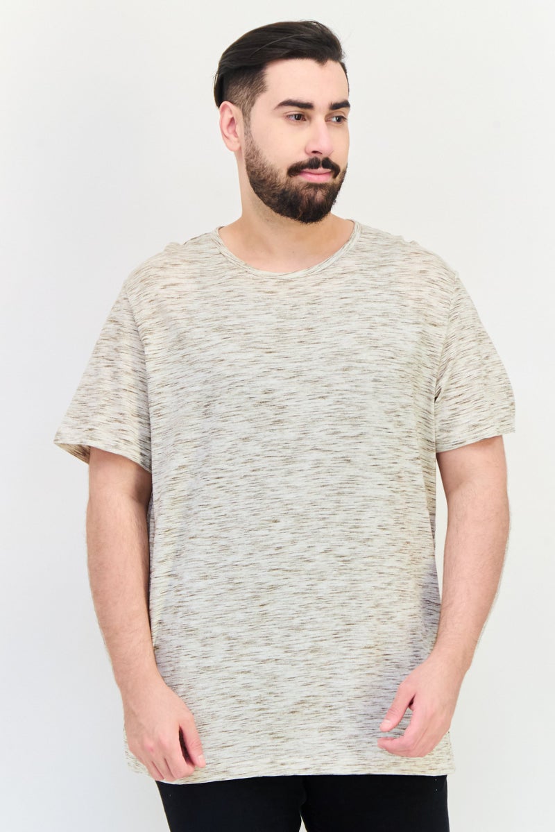 Celio Men Crew Neck Short Sleeve Solid T Shirt, Beige - Image 1