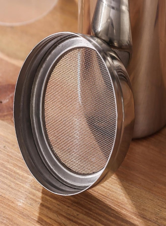GSHLLO 2 Pcs Stainless Steel Powder Sugar Shaker Cinnamon Powder Shaker Duster Fine Mesh Shaker Powder Cans Cocoa Flour Shaker with Handle Lid for Cinnamon Pepper, Silver - Image 2