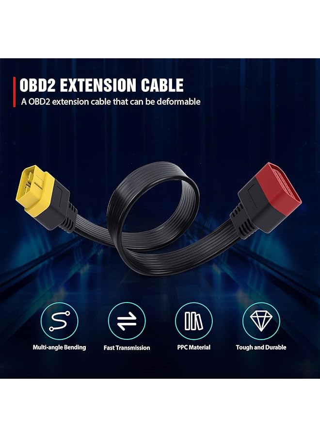 كابل تمديد Obd2 بطول 60 سم/23.6 بوصة، أداة فحص تشخيصية احترافية للسيارات، كابل تمديد كامل 16 سنًا لجهاز مسح OBDII Forscan، فحص جميع مركبات السيارات، كمبيوتر، قارئ رمز المحرك - Image 2